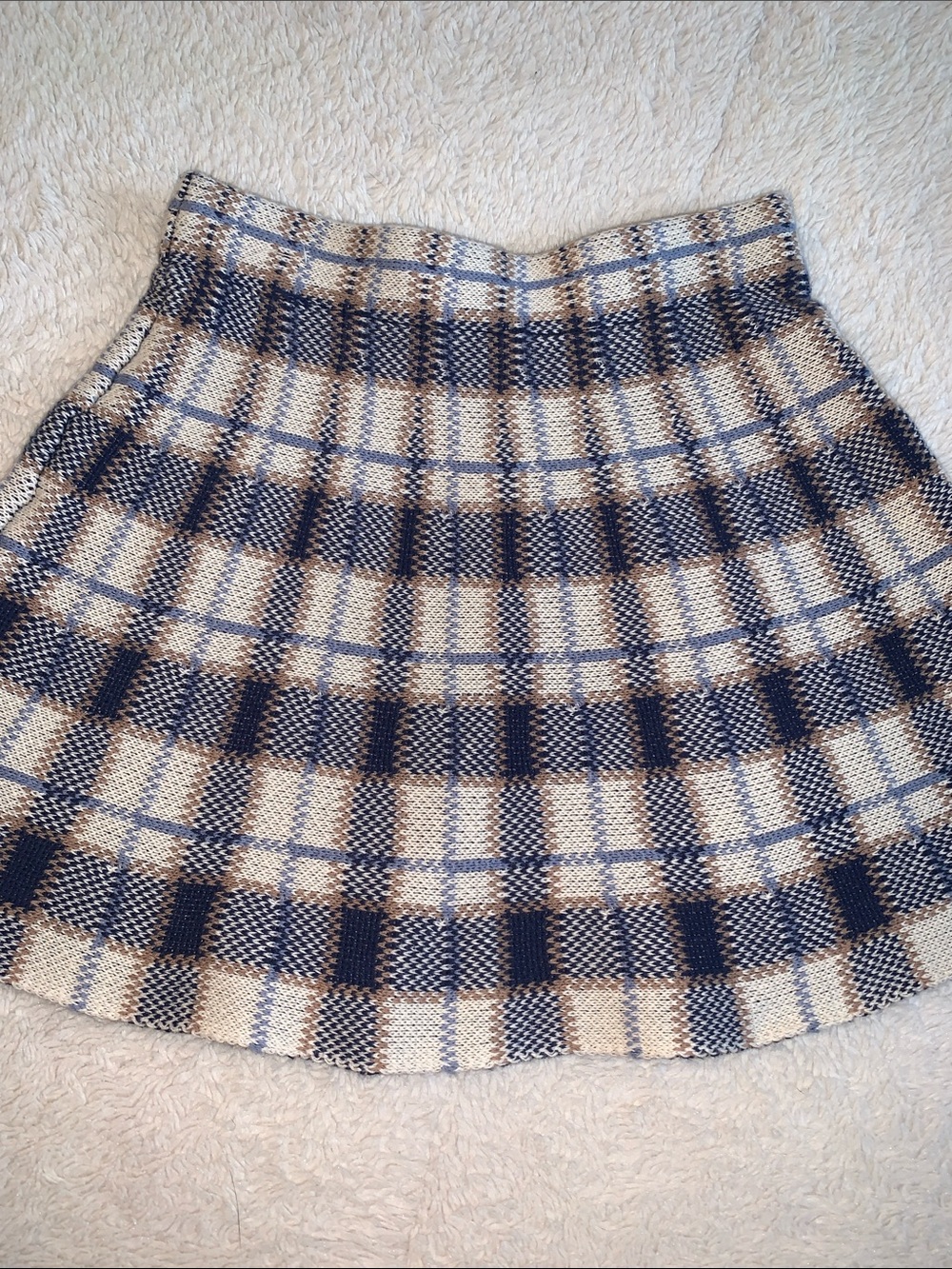 Draper James Blue & Tan Plaid Skirt 6 EUC